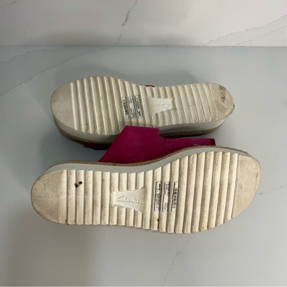 Clarks Collection Lana Beach Slide Sandals Pink Leather Platform Size 8.5 - Picture 10 of 11